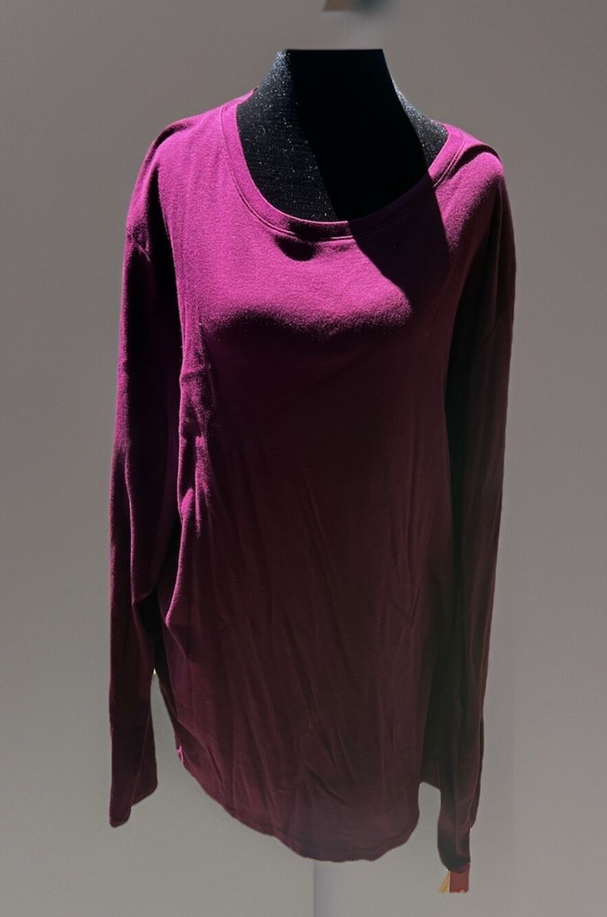 Merona Ultimate Tee Long Sleeve Shirt Women's Size 4x Purple Wine NWT